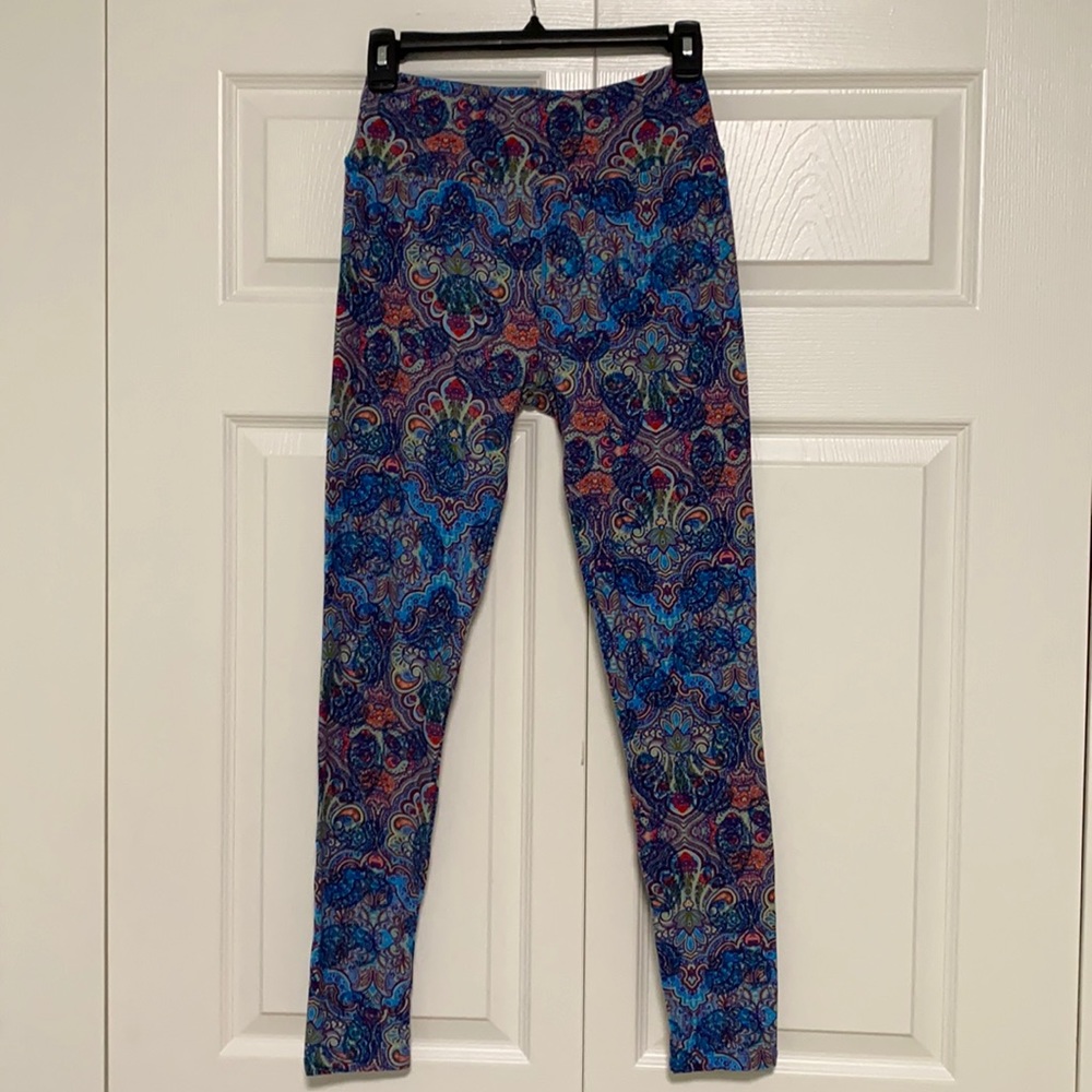 LulaRoe One Size Blue Paisley Leggings